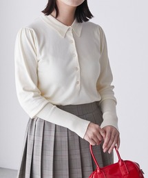 クラシックパフスリーブポロニットプルオーバー