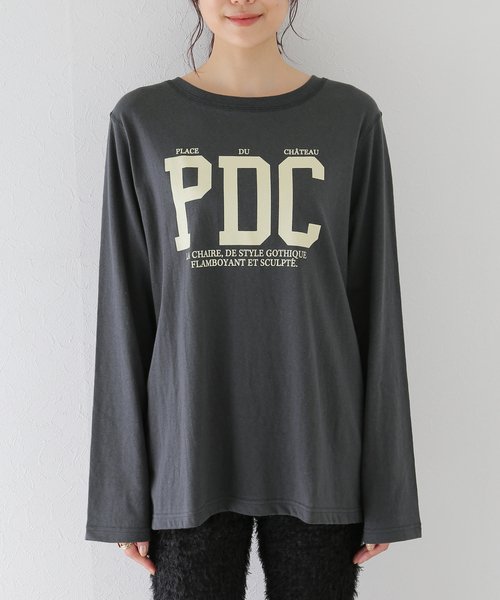 SLOBE IENA（スローブイエナ）の「ラフィ天竺グラフィックロンTEE（Tシャツ/カットソー・レディース・グレー/ホワイト/チャコールグレー・FREE）」の6枚目の写真