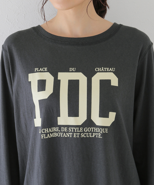 SLOBE IENA（スローブイエナ）の「ラフィ天竺グラフィックロンTEE（Tシャツ/カットソー・レディース・グレー/ホワイト/チャコールグレー・FREE）」の9枚目の写真