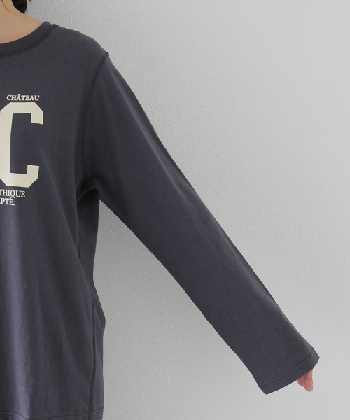 SLOBE IENA（スローブイエナ）の「ラフィ天竺グラフィックロンTEE（Tシャツ/カットソー・レディース・グレー/ホワイト/チャコールグレー・FREE）」の11枚目の写真