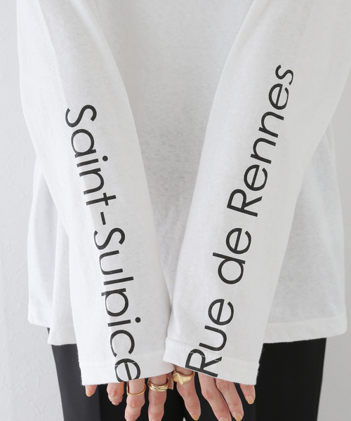 SLOBE IENA（スローブイエナ）の「ラフィ天竺グラフィックロンTEE（Tシャツ/カットソー・レディース・グレー/ホワイト/チャコールグレー・FREE）」の22枚目の写真