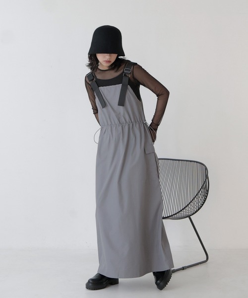 hellam(へラム)の「ナイロン 配色ミリタリージャンスカ(スカート・レディース・ブラック/チャコールグレー/カーキ/ホワイト/グレー・FREE)」の5枚目の写真