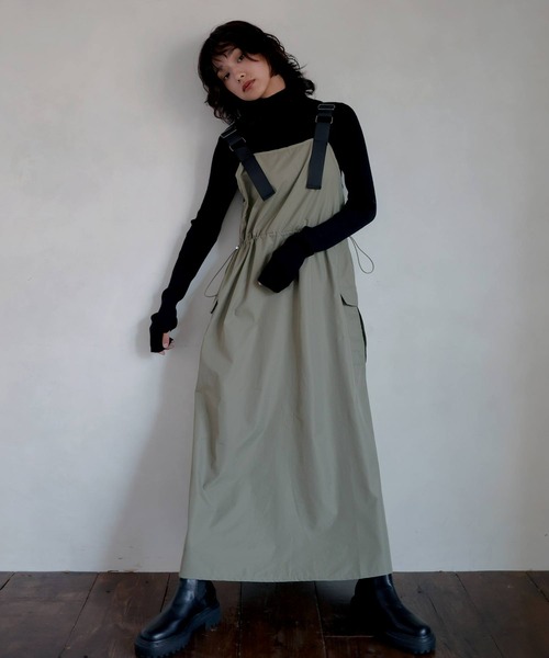 hellam(へラム)の「ナイロン 配色ミリタリージャンスカ(スカート・レディース・ブラック/チャコールグレー/カーキ/ホワイト/グレー・FREE)」の21枚目の写真