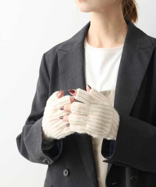 SLOBE IENA(スローブイエナ)の「【WILLIAM BRUNTON/ウィリアム ブラントン】カシミアRIB Fingerless(手袋・レディース・アイボリー/オレンジ/サックスブルー・FREE)」の6枚目の写真