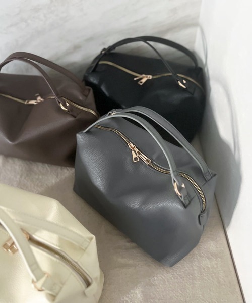 KOBE LETTUCE（コウベレタス）の「2ハンドルスクエアバッグ（ハンドバッグ・レディース・ブラック/アイボリー/グレー/グレイッシュベージュ・FREE）」の3枚目の写真