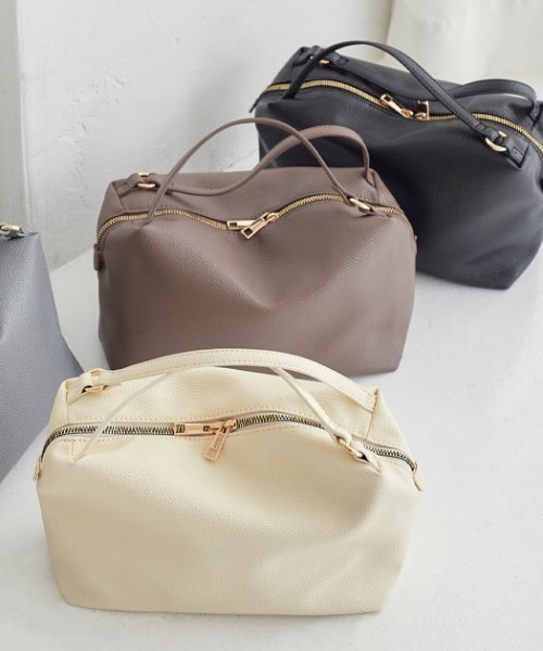 KOBE LETTUCE（コウベレタス）の「2ハンドルスクエアバッグ（ハンドバッグ・レディース・ブラック/アイボリー/グレー/グレイッシュベージュ・FREE）」の4枚目の写真