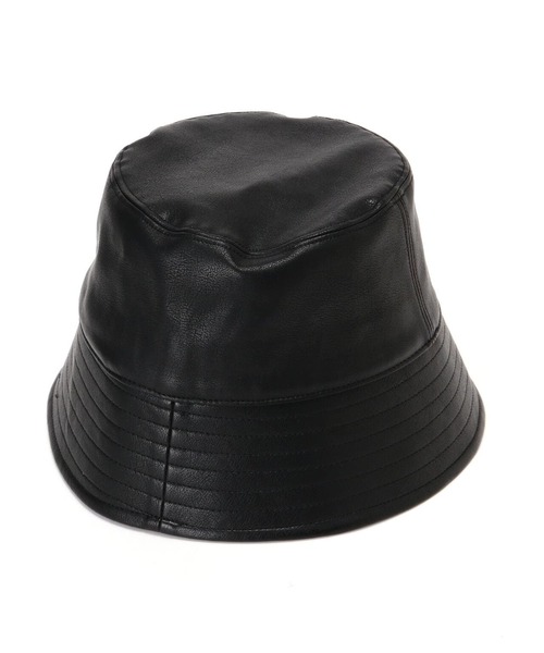 Toironier（トワロニエ）の「Toironier/トワロニエ/FAUX LEATHER BUCKET HAT（ハット・メンズ・ブラック・F）」の4枚目の写真