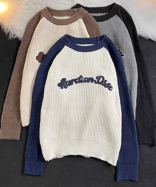 ROOPTOKYO（ループトウキョウ）の「▲RAGLAN LOGO KNIT/ラグラン ロゴニット 秋冬 カットソー（Tシャツ/カットソー・メンズ・ブラウン/ネイビー・L/M/XL）」の18枚目の写真
