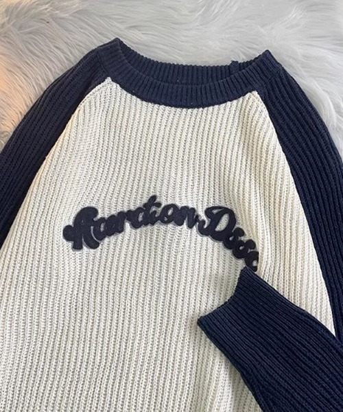 ROOPTOKYO（ループトウキョウ）の「▲RAGLAN LOGO KNIT/ラグラン ロゴニット 秋冬 カットソー（Tシャツ/カットソー・メンズ・ブラウン/ネイビー・L/M/XL）」の15枚目の写真