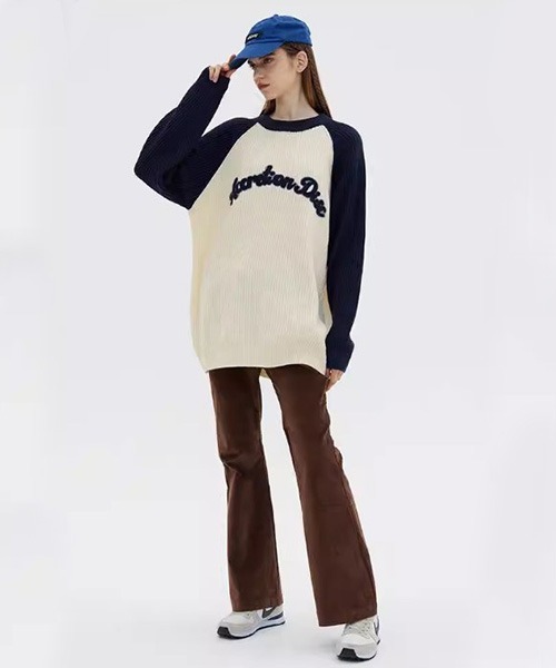 ROOPTOKYO（ループトウキョウ）の「▲RAGLAN LOGO KNIT/ラグラン ロゴニット 秋冬 カットソー（Tシャツ/カットソー・メンズ・ブラウン/ネイビー・L/M/XL）」の17枚目の写真