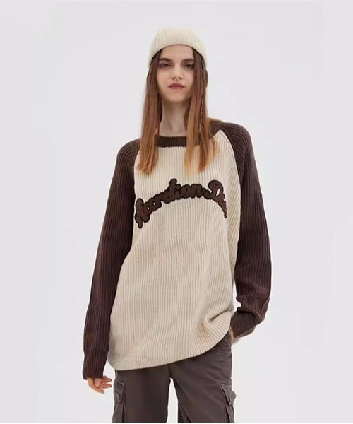 ROOPTOKYO（ループトウキョウ）の「▲RAGLAN LOGO KNIT/ラグラン ロゴニット 秋冬 カットソー（Tシャツ/カットソー・メンズ・ブラウン/ネイビー・L/M/XL）」の10枚目の写真