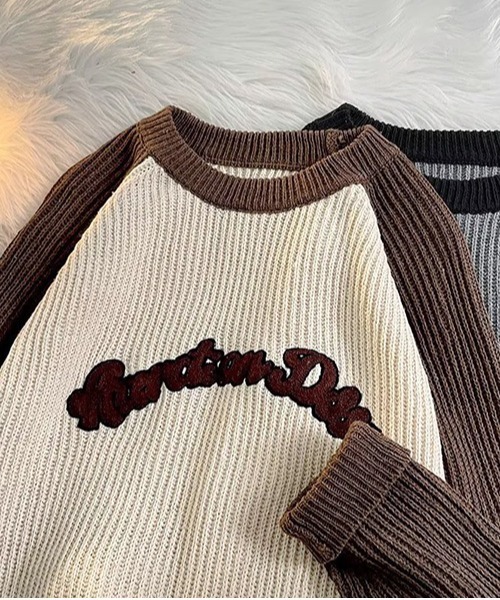 ROOPTOKYO（ループトウキョウ）の「▲RAGLAN LOGO KNIT/ラグラン ロゴニット 秋冬 カットソー（Tシャツ/カットソー・メンズ・ブラウン/ネイビー・L/M/XL）」の9枚目の写真