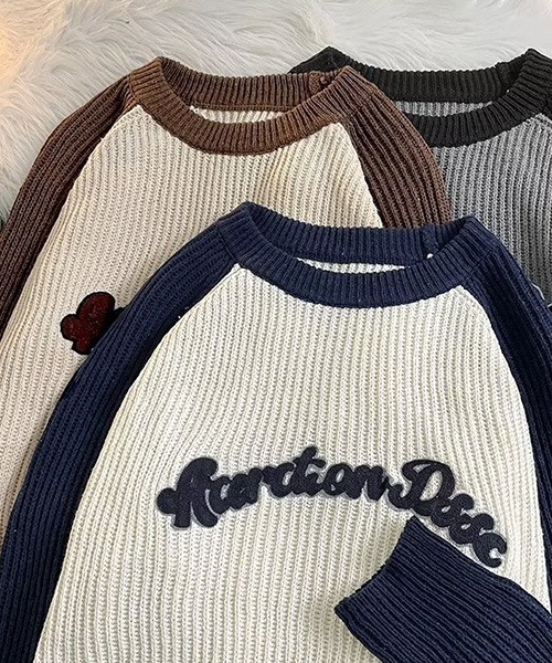 ROOPTOKYO（ループトウキョウ）の「▲RAGLAN LOGO KNIT/ラグラン ロゴニット 秋冬 カットソー（Tシャツ/カットソー・メンズ・ブラウン/ネイビー・L/M/XL）」の19枚目の写真
