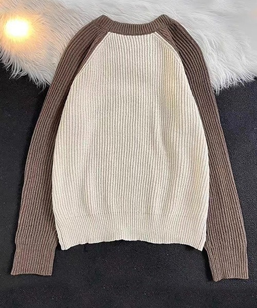 ROOPTOKYO（ループトウキョウ）の「▲RAGLAN LOGO KNIT/ラグラン ロゴニット 秋冬 カットソー（Tシャツ/カットソー・メンズ・ブラウン/ネイビー・L/M/XL）」の8枚目の写真