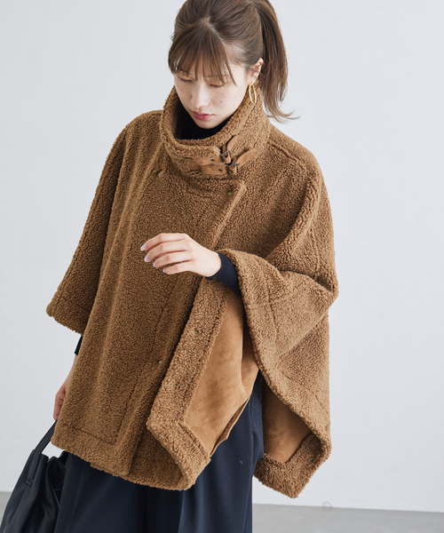 新品　FRAMeWORK フレームワーク　ボアポンチョ　コート　キャメル　F 新品FRAMeWORK フレームワークボアポンチョコートキャメルF