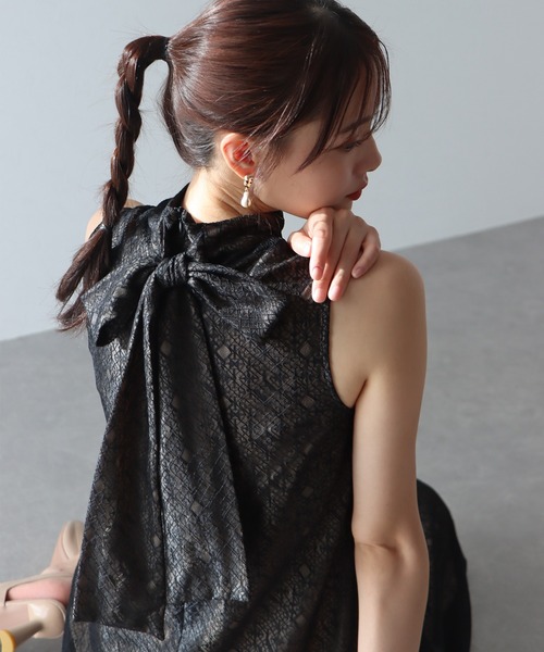 BLUEEAST（ブルーイースト）の「ジオメトリックレースバルーンドレス（ドレス・レディース・アーミー/ブラック/ブラウン・MEDIUM/LARGE）」の6枚目の写真