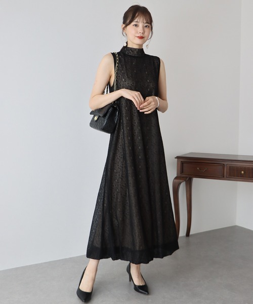 BLUEEAST（ブルーイースト）の「ジオメトリックレースバルーンドレス（ドレス・レディース・アーミー/ブラック/ブラウン・MEDIUM/LARGE）」の7枚目の写真