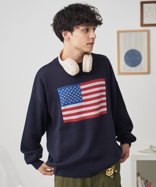 WEGO（ウィゴー）の「WEGO/スウェットライクフラッグプルオーバー（ニット/セーター・メンズ・オフホワイト/ネイビー・MEDIUM/LARGE）」の20枚目の写真