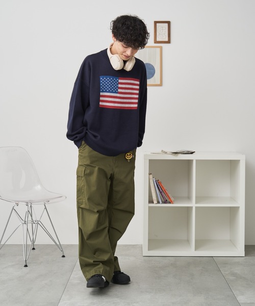 WEGO（ウィゴー）の「WEGO/スウェットライクフラッグプルオーバー（ニット/セーター・メンズ・オフホワイト/ネイビー・MEDIUM/LARGE）」の22枚目の写真