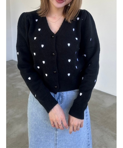 ami ネイビー ハート刺繍カーディガン ami ネイビー ハート刺繍カーディガン