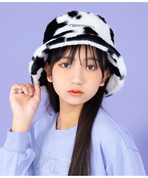 ANAP GｉRL（アナップガール）の「カウ柄ファーバケットハット（ハット・キッズ・ブラウン/ブラック・FREE）」の14枚目の写真