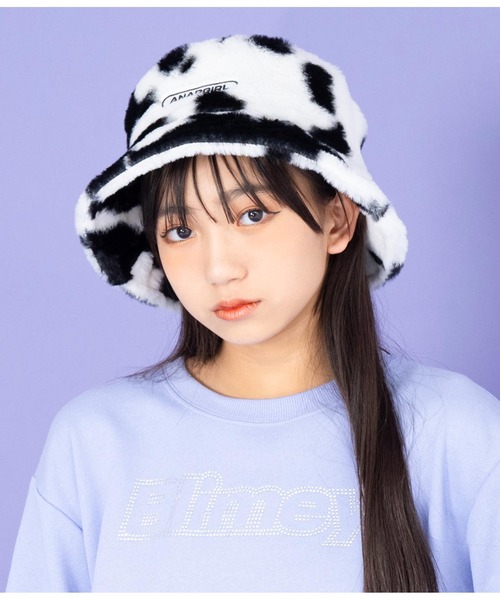 ANAP GｉRL（アナップガール）の「カウ柄ファーバケットハット（ハット・キッズ・ブラウン/ブラック・FREE）」の15枚目の写真