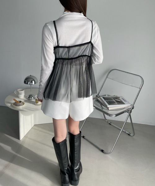Ada.（エイダ）の「【インナー×ビスチェセット】チュール ビスチェ セット テレコ リブトップス（Tシャツ/カットソー・レディース・ブラック/ピンク/アイボリー・FREE）」の18枚目の写真