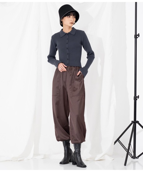 Settimissimo（セッティミッシモ）の「サテン ポケット付き アラジンパンツ カーゴパンツ（カーゴパンツ・レディース・ネイビー/ブラウン・FREE）」の7枚目の写真