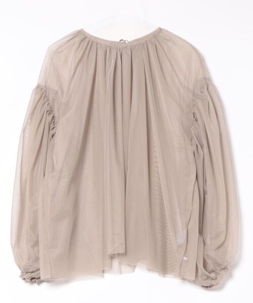 STYLEBLOCK（スタイルブロック）の「チュールレイヤードギャザーブラウス（シャツ/ブラウス・レディース・ネイビー/ブラック/アイボリー/グレー/グレイッシュベージュ・M）」の4枚目の写真