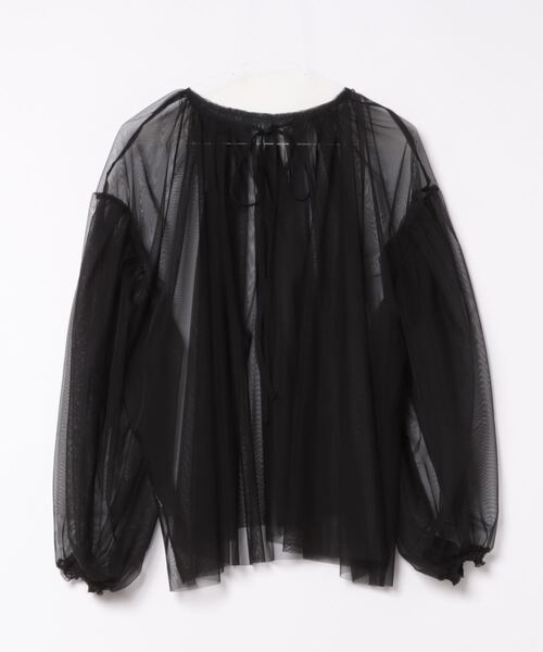 STYLEBLOCK（スタイルブロック）の「チュールレイヤードギャザーブラウス（シャツ/ブラウス・レディース・ネイビー/ブラック/アイボリー/グレー/グレイッシュベージュ・M）」の6枚目の写真