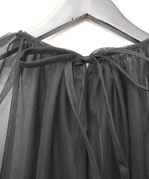 STYLEBLOCK（スタイルブロック）の「チュールレイヤードギャザーブラウス（シャツ/ブラウス・レディース・ネイビー/ブラック/アイボリー/グレー/グレイッシュベージュ・M）」の10枚目の写真