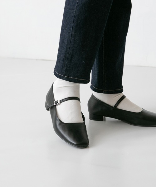 やわらか スクエアトゥ メリージェーンパンプス（パンプス）｜menue