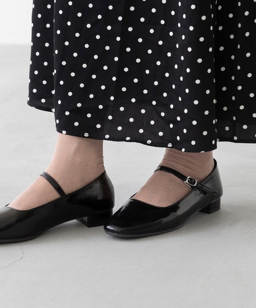 やわらか スクエアトゥ メリージェーンパンプス（パンプス）｜menue