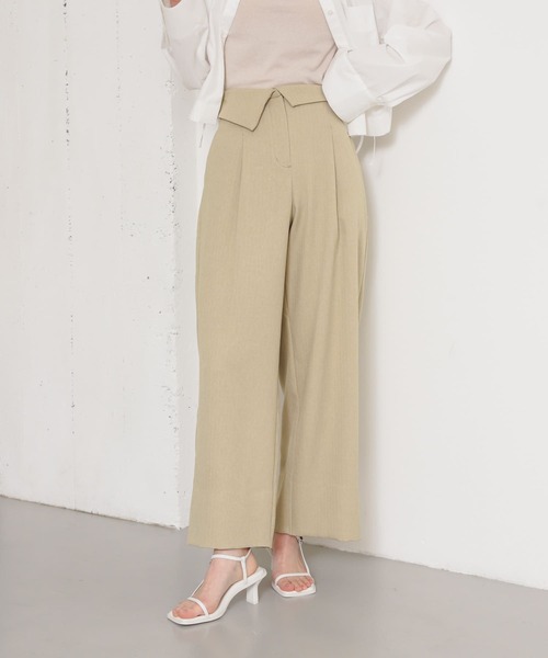 SENSE OF PLACE by URBAN RESEARCH（センスオブプレイスバイアーバンリサーチ）の「ウエストオリカエシワイドパンツ（その他パンツ・レディース・グレー/ベージュ/ブラック・SMALL/MEDIUM）」の3枚目の写真