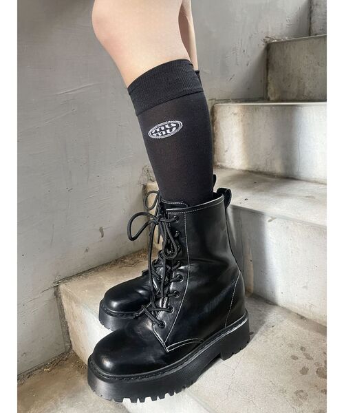 MURUA（ムルーア）の「ロゴシアーソックス（ソックス/靴下・レディース・ブラック/グレー・FREE）」の2枚目の写真