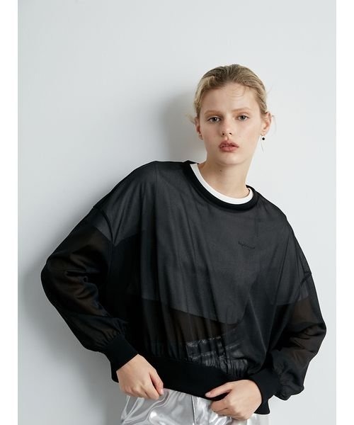 styling/(スタイリング)の「クルーネックシアートップス(Tシャツ/カットソー・レディース・ブラック/ホワイト/ライム・FREE)」の3枚目の写真