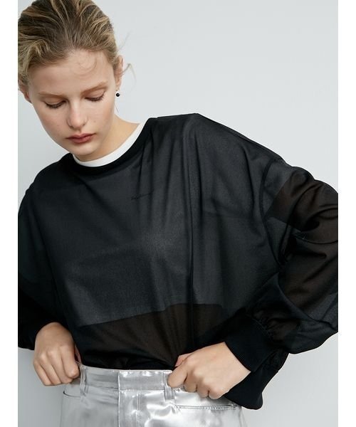 styling/(スタイリング)の「クルーネックシアートップス(Tシャツ/カットソー・レディース・ブラック/ホワイト/ライム・FREE)」の5枚目の写真