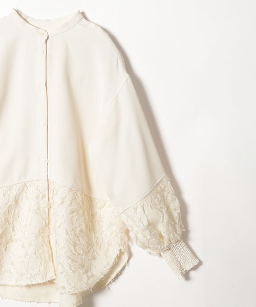 niko and...（ニコアンド）の「[MODE NORM CORE]モケモケパッチワークシャツ（シャツ/ブラウス・レディース・アイボリー/ブラック・MEDIUM/LARGE）」の7枚目の写真