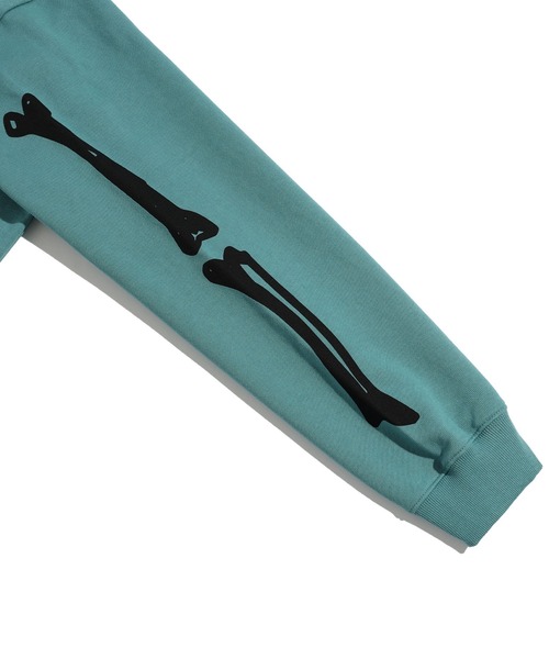 NICE GHOST CLUB（ナイスゴーストクラブ）の「A'GEM/9 × .kom『NICE GHOST CLUB/ナイスゴーストクラブ』 RIB HOODIE/ボーンデザイン プルオーバーパーカー（パーカー・メンズ・ブルー/チャコールグレー・L/M）」の8枚目の写真