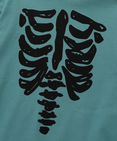 NICE GHOST CLUB（ナイスゴーストクラブ）の「A'GEM/9 × .kom『NICE GHOST CLUB/ナイスゴーストクラブ』 RIB HOODIE/ボーンデザイン プルオーバーパーカー（パーカー・メンズ・ブルー/チャコールグレー・L/M）」の10枚目の写真