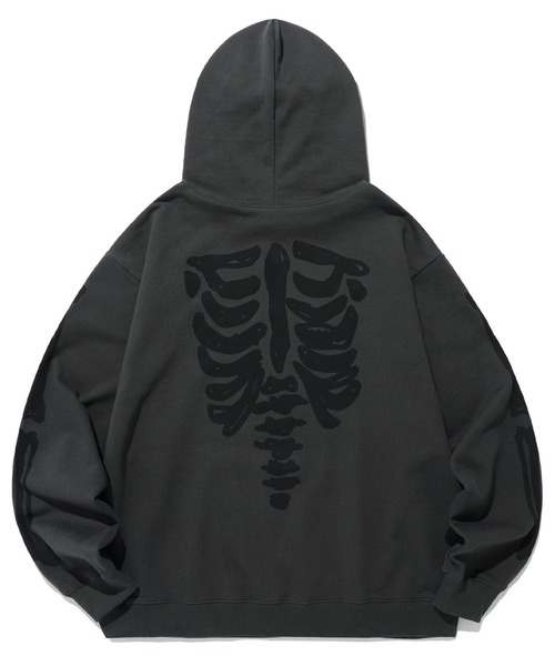 NICE GHOST CLUB（ナイスゴーストクラブ）の「A'GEM/9 × .kom『NICE GHOST CLUB/ナイスゴーストクラブ』 RIB HOODIE/ボーンデザイン プルオーバーパーカー（パーカー・メンズ・ブルー/チャコールグレー・L/M）」の14枚目の写真