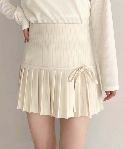 one after another NICE CLAUP(ワンアフターアナザーナイスクラップ)の「リボン付きプリーツスカパン(スカート・レディース・アイボリー/ブラック/杢グレー/ベージュ・FREE)」の13枚目の写真