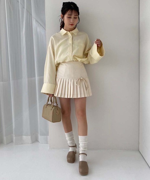 one after another NICE CLAUP(ワンアフターアナザーナイスクラップ)の「リボン付きプリーツスカパン(スカート・レディース・アイボリー/ブラック/杢グレー/ベージュ・FREE)」の17枚目の写真