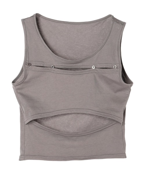 DURAS（デュラス）の「Cut-out design tank（タンクトップ・レディース・ホワイト/チャコールグレー/ブルーグリーン・FREE）」の10枚目の写真