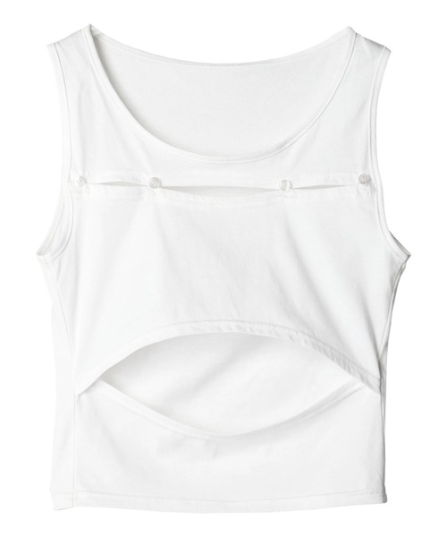 DURAS（デュラス）の「Cut-out design tank（タンクトップ・レディース・ホワイト/チャコールグレー/ブルーグリーン・FREE）」の9枚目の写真