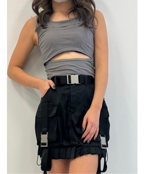 DURAS（デュラス）の「Cut-out design tank（タンクトップ・レディース・ホワイト/チャコールグレー/ブルーグリーン・FREE）」の7枚目の写真