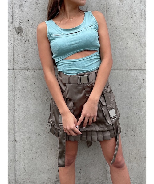 DURAS（デュラス）の「Cut-out design tank（タンクトップ・レディース・ホワイト/チャコールグレー/ブルーグリーン・FREE）」の15枚目の写真