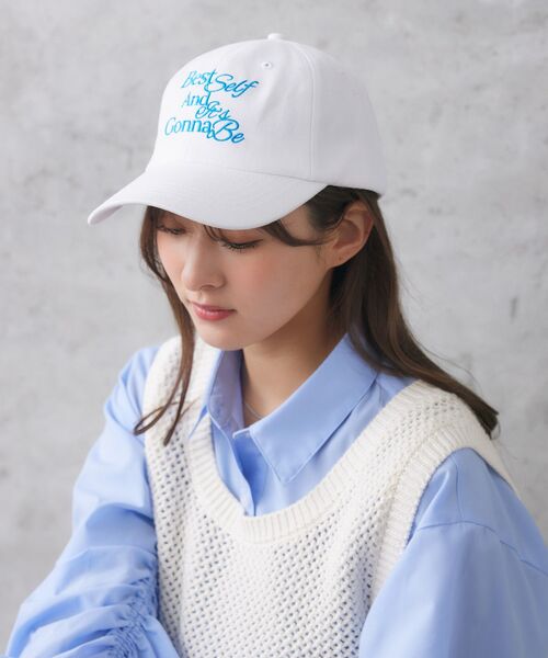 casita(RETRO GIRL)（カシータ）の「刺繍カラーキャップ（キャップ・レディース・ライトベージュ/ブラック/オフホワイト/ブルー・ONE SIZE）」の6枚目の写真