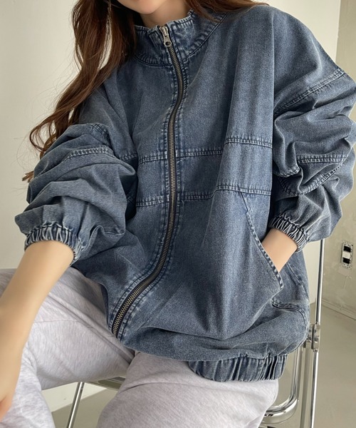 【セール】ヴィンテージ風 フロントジップ デニムブルゾン（ブルゾン）｜Ada.（エイダ）