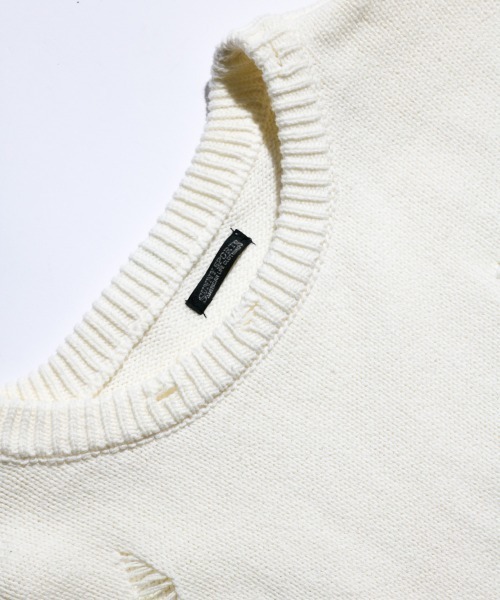 SUNNY  SPORTS（サニースポーツ）の「【SUNNY SPORTS 　サニースポーツ】WORN-OUT CREW SWEATER　ダメージスウェット（ニット/セーター・メンズ・ブラック/ブルー系/ホワイト・LARGE/MEDIUM）」の14枚目の写真